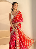 Libas Hot Pink Leheriya Printed Ombre Silk Blend Saree