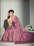 Libas Mauve Embellished Silk Blend Saree