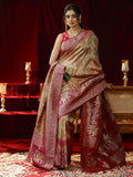Libas Mustard Badhani Woven Design Silk blend Saree with dupatta
