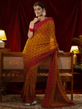 Libas Mustard Floral Embroidered Georgette Saree
