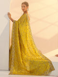 Libas Mustard Floral Embroidered Satin Saree