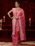 Libas Peach Badhani Woven Design Silk blend Saree with dupatta