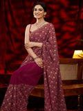 Libas Pink Floral Embroidered Georgette Saree