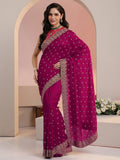 Libas Rani Pink Embroidered Silk Blend Saree