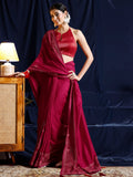 Libas Red Paisley Embroidered Silk blend Saree