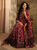 Libas Rust Ajrakh Printed Cotton Anarkali Suit Set