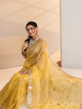 Libas Yellow Floral Embroidered Tissue Saree