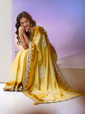 Libas Yellow Mandala Art Embroidered Ombre Silk Blend Saree