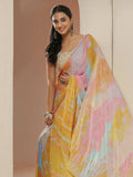 Libas Multi Abstract Printed Georgette Saree With Unstitched Blouse Piece