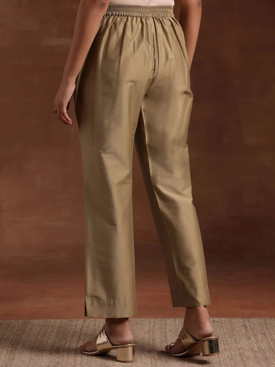 Libas Gold Solid Silk Trousers