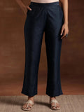 Libas Blue Solid Silk Trousers