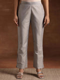 Libas Grey Solid Silk Trousers