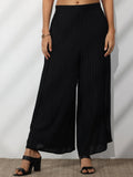 Libas Black Self Design Rayon Palazzos
