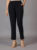 Libas Black Solid Cotton Trousers