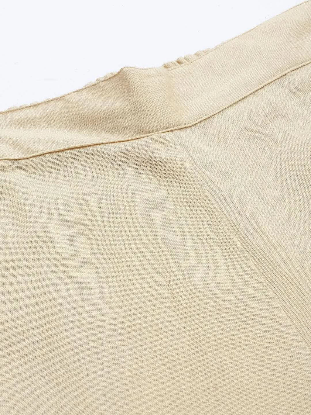 Libas Beige Solid Cotton Trousers