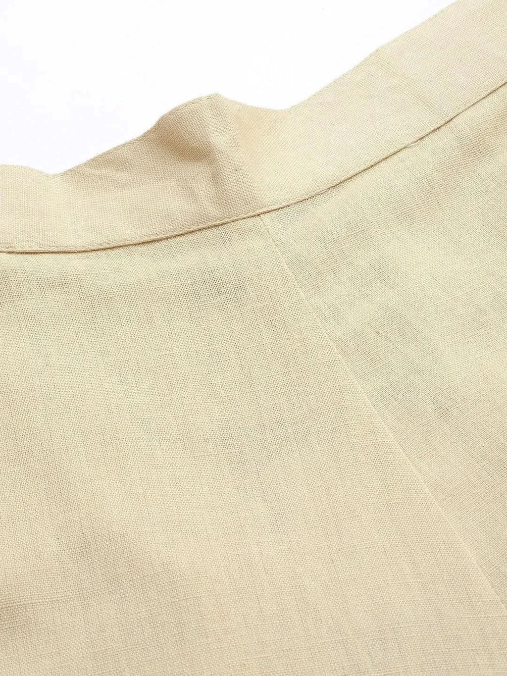 Libas Beige Solid Cotton Trousers