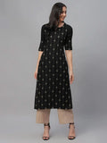 Libas Black Embroidered Rayon Kurta