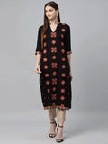 Libas Black Embroidered Rayon Kurta