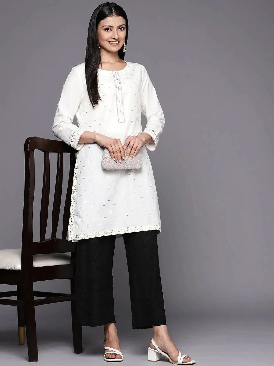 Libas Black Embroidered Rayon Palazzos