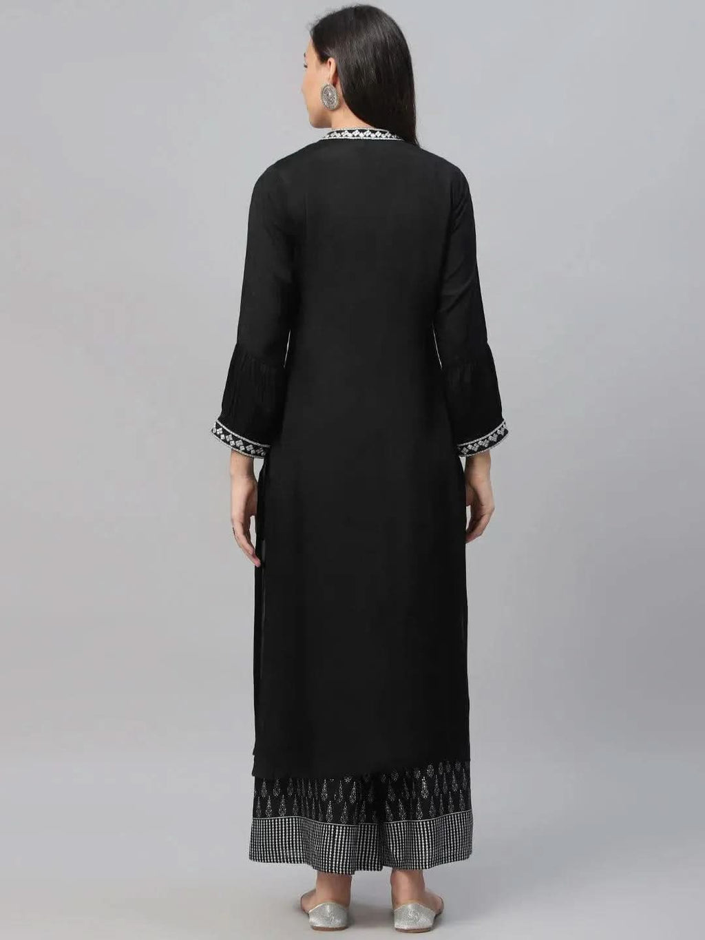 Libas Black Embroidered Shantoon Kurta