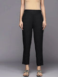 Libas Black Embroidered Viscose Rayon Trousers