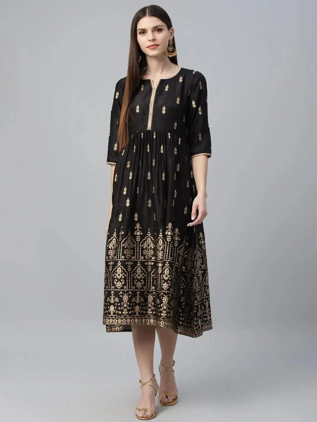 Libas Black Printed Polyester Dress