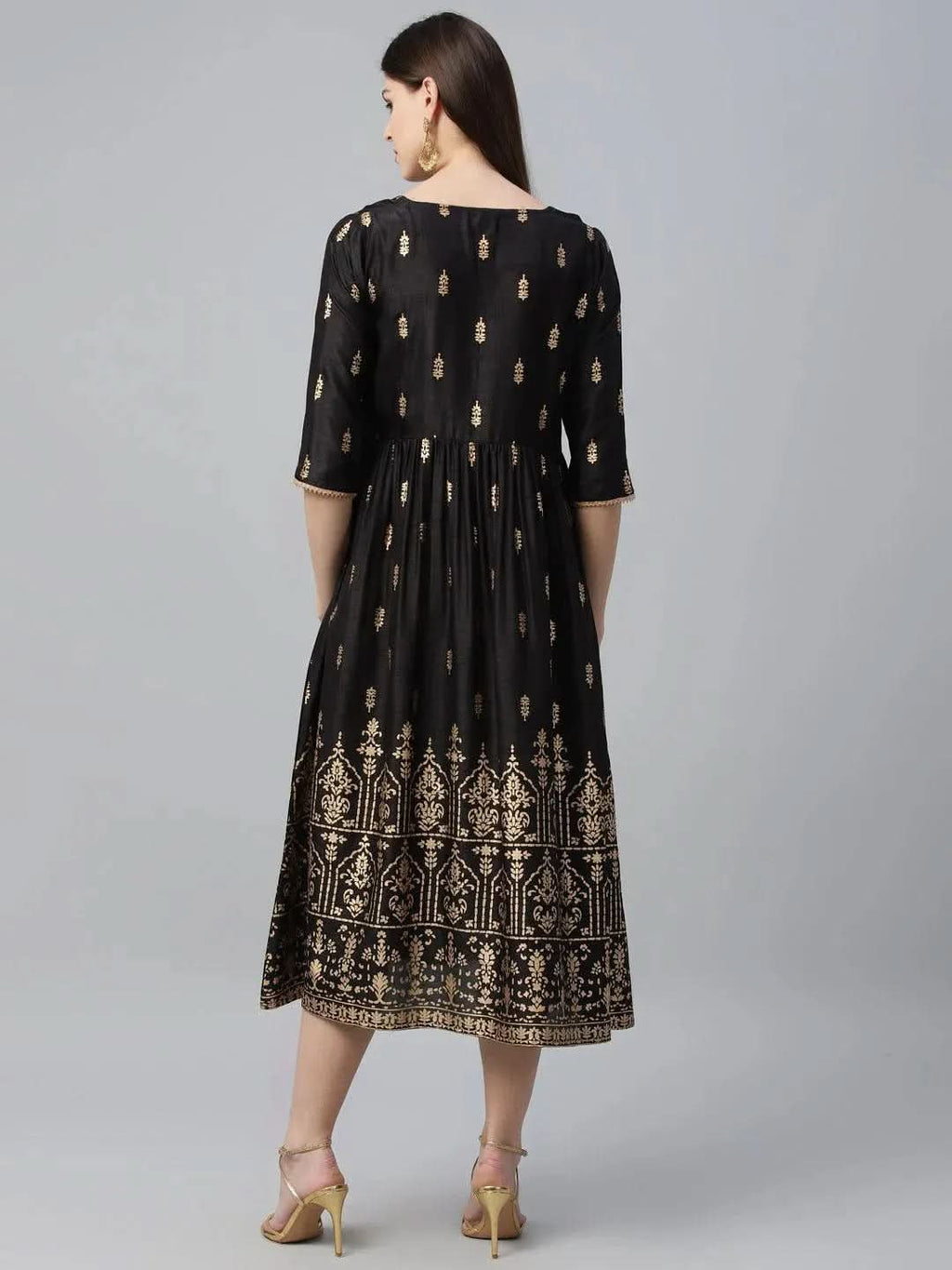 Libas Black Printed Polyester Dress