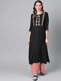 Libas Black Printed Rayon Kurta