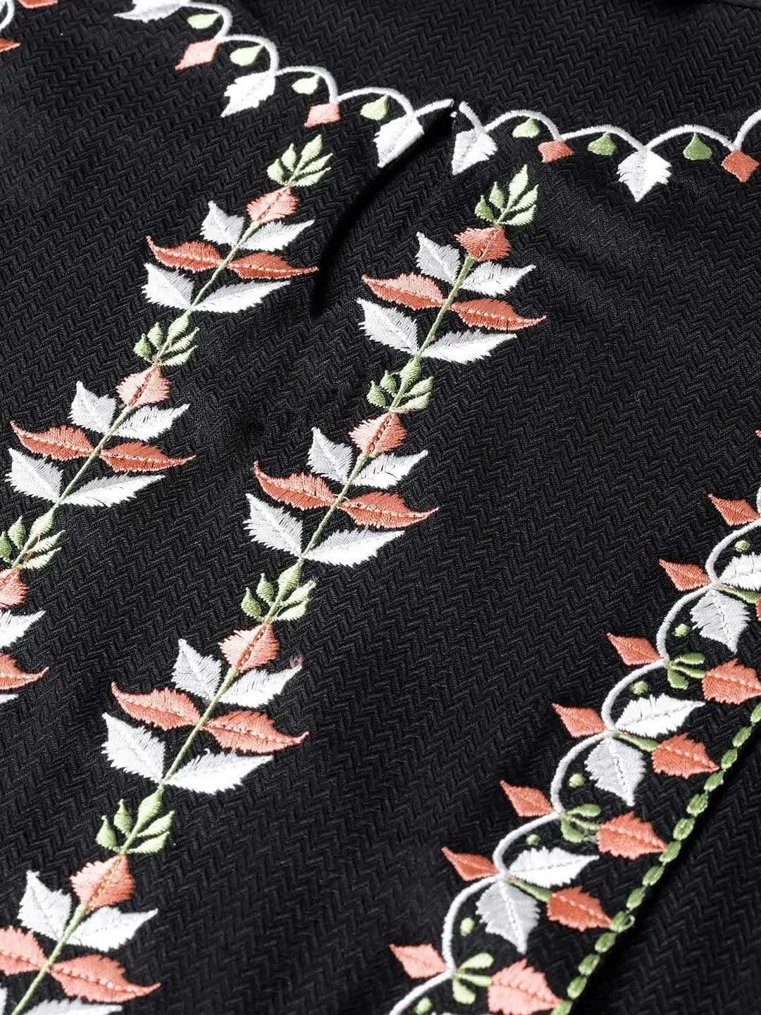 Libas Black Printed Rayon Kurta