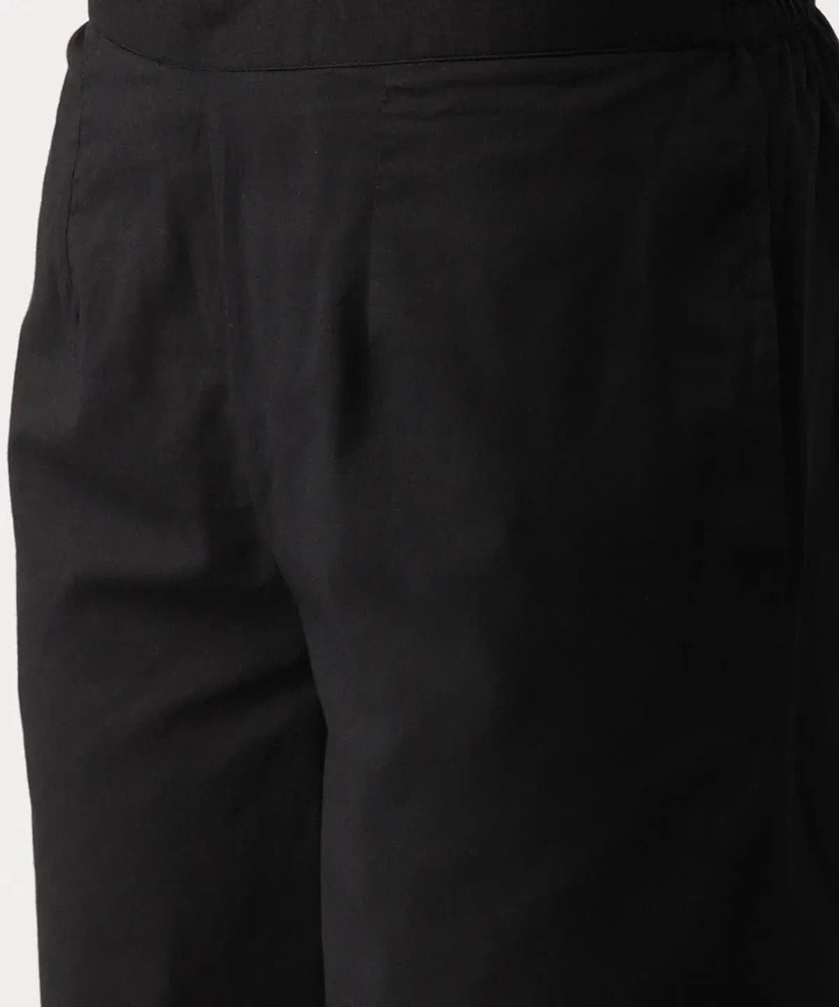 Libas Black Solid Cotton Palazzos