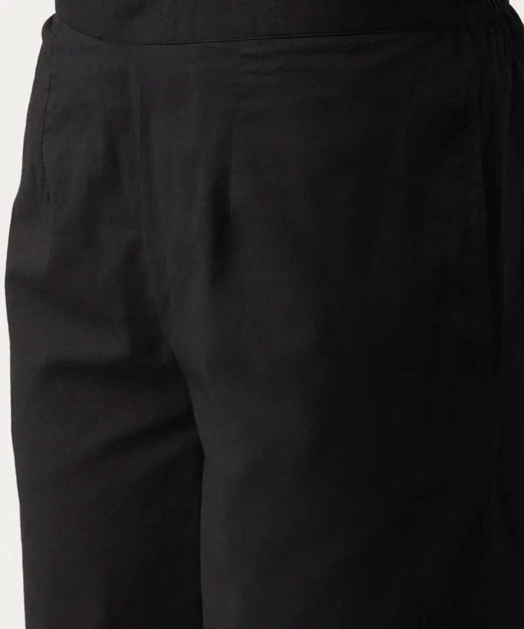 Libas Black Solid Cotton Palazzos