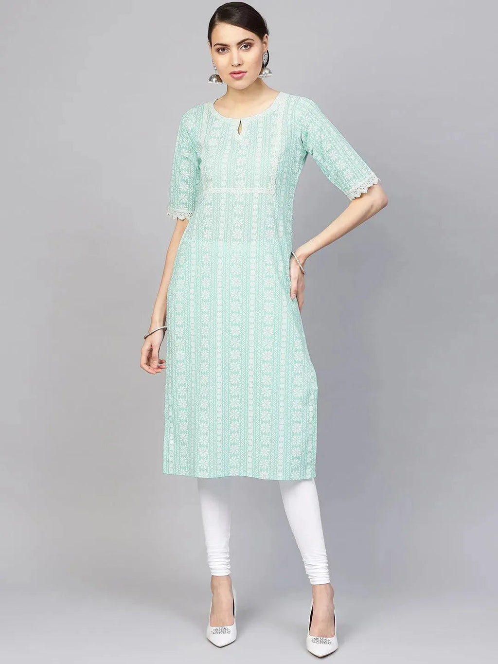 Libas Blue Printed Cotton Kurta