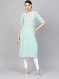 Libas Blue Printed Cotton Kurta