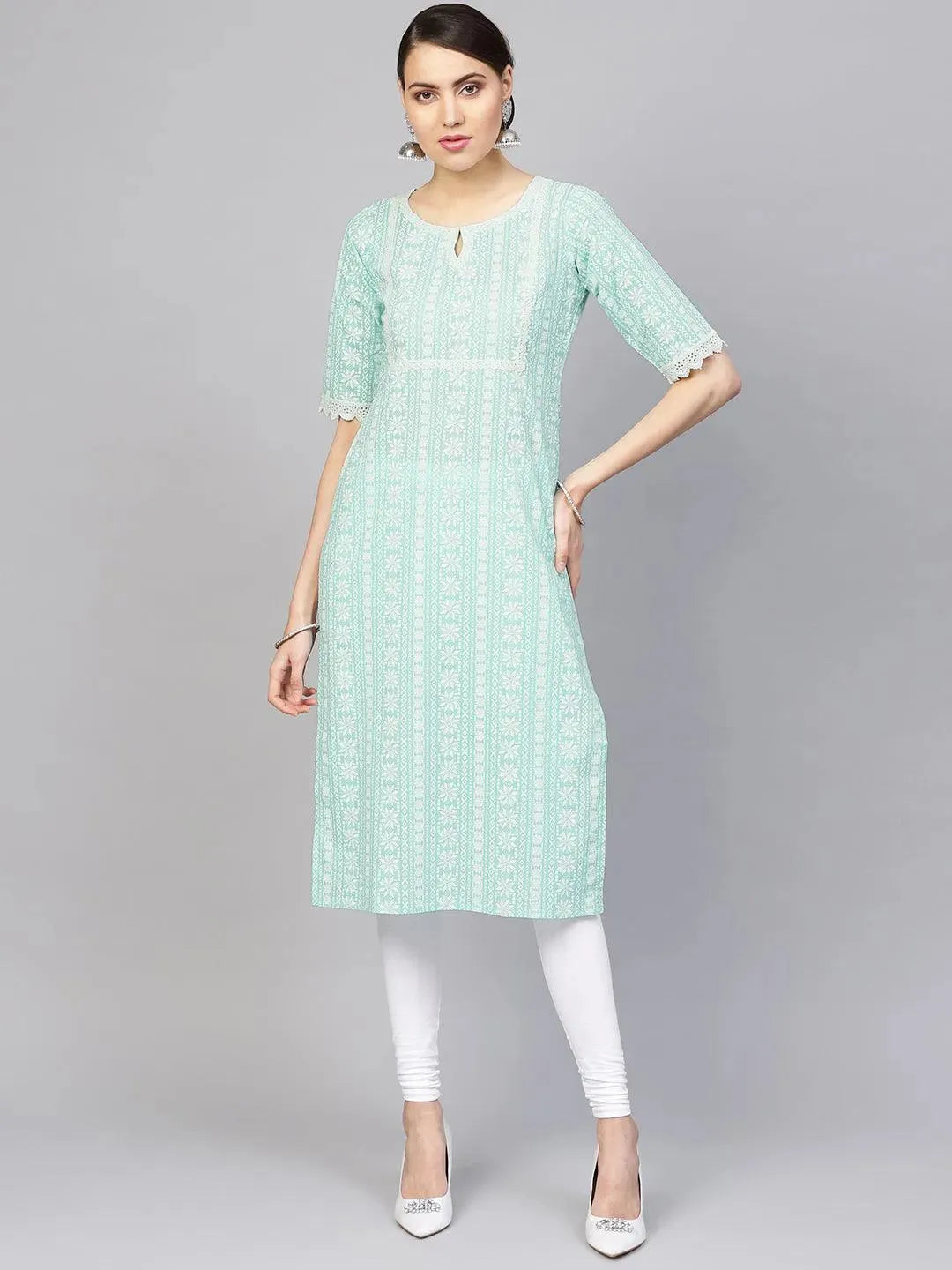 Libas Blue Printed Cotton Kurta