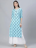 Libas Blue Printed Cotton Kurta