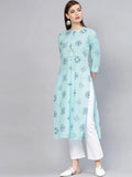 Libas Blue Printed Cotton Kurta