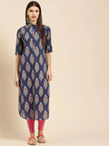 Libas Blue Printed Cotton Kurta