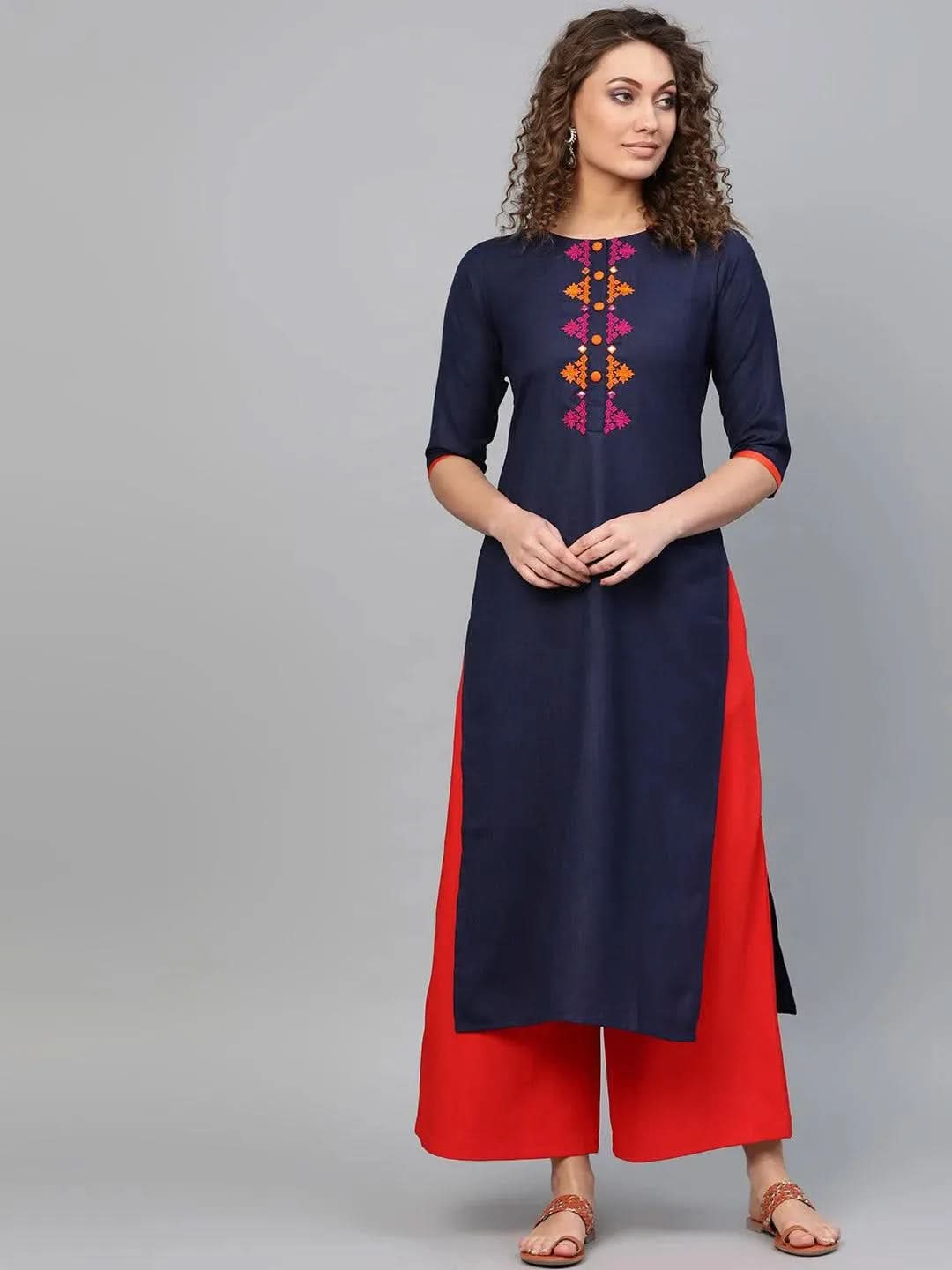 Libas Blue Printed Cotton Kurta
