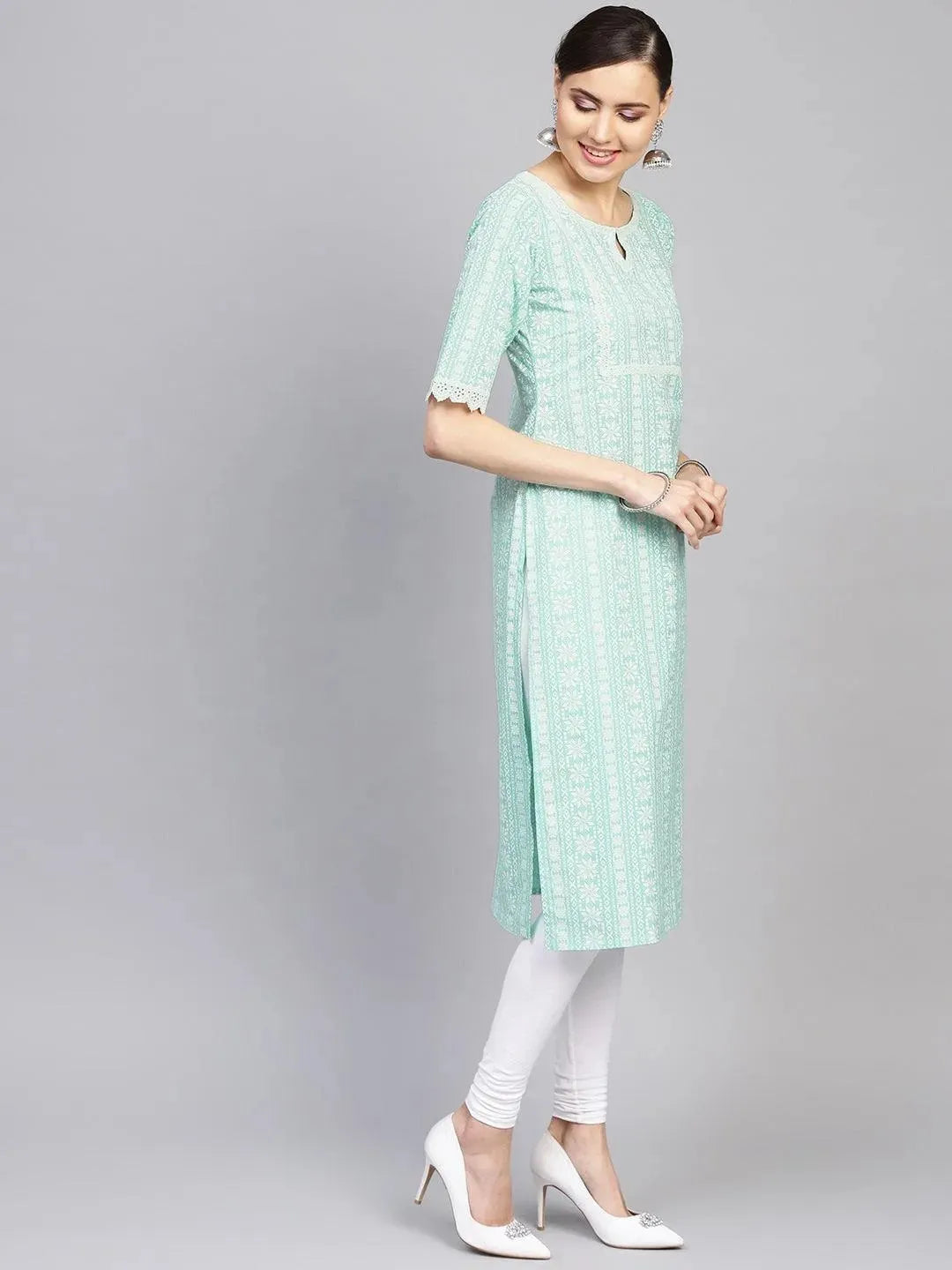 Libas Blue Printed Cotton Kurta