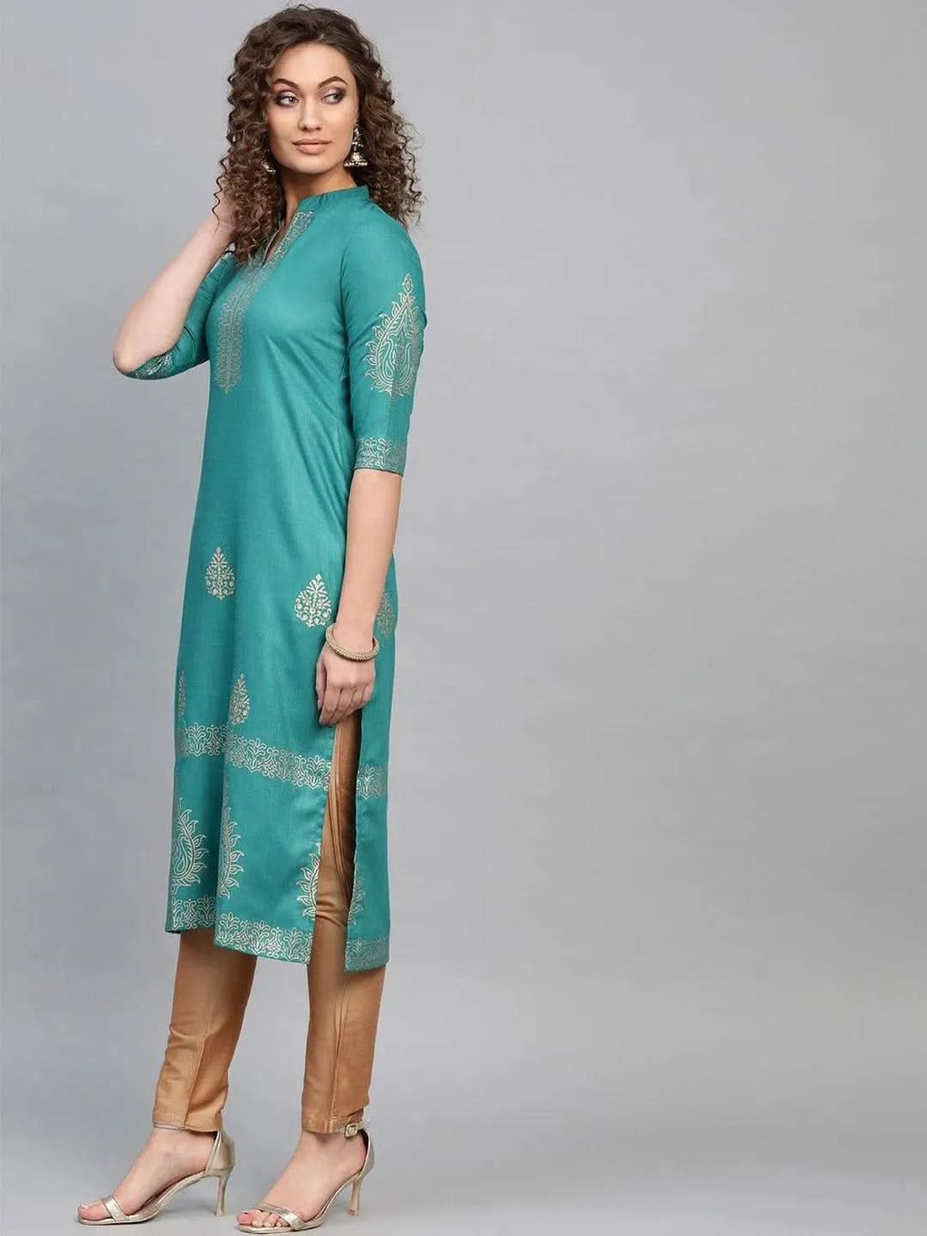 Libas Blue Printed Cotton Kurta
