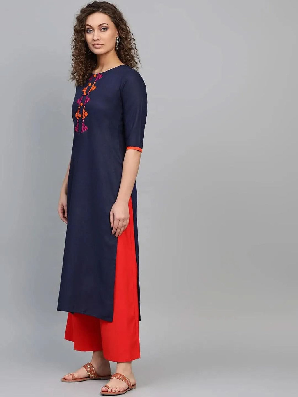 Libas Blue Printed Cotton Kurta