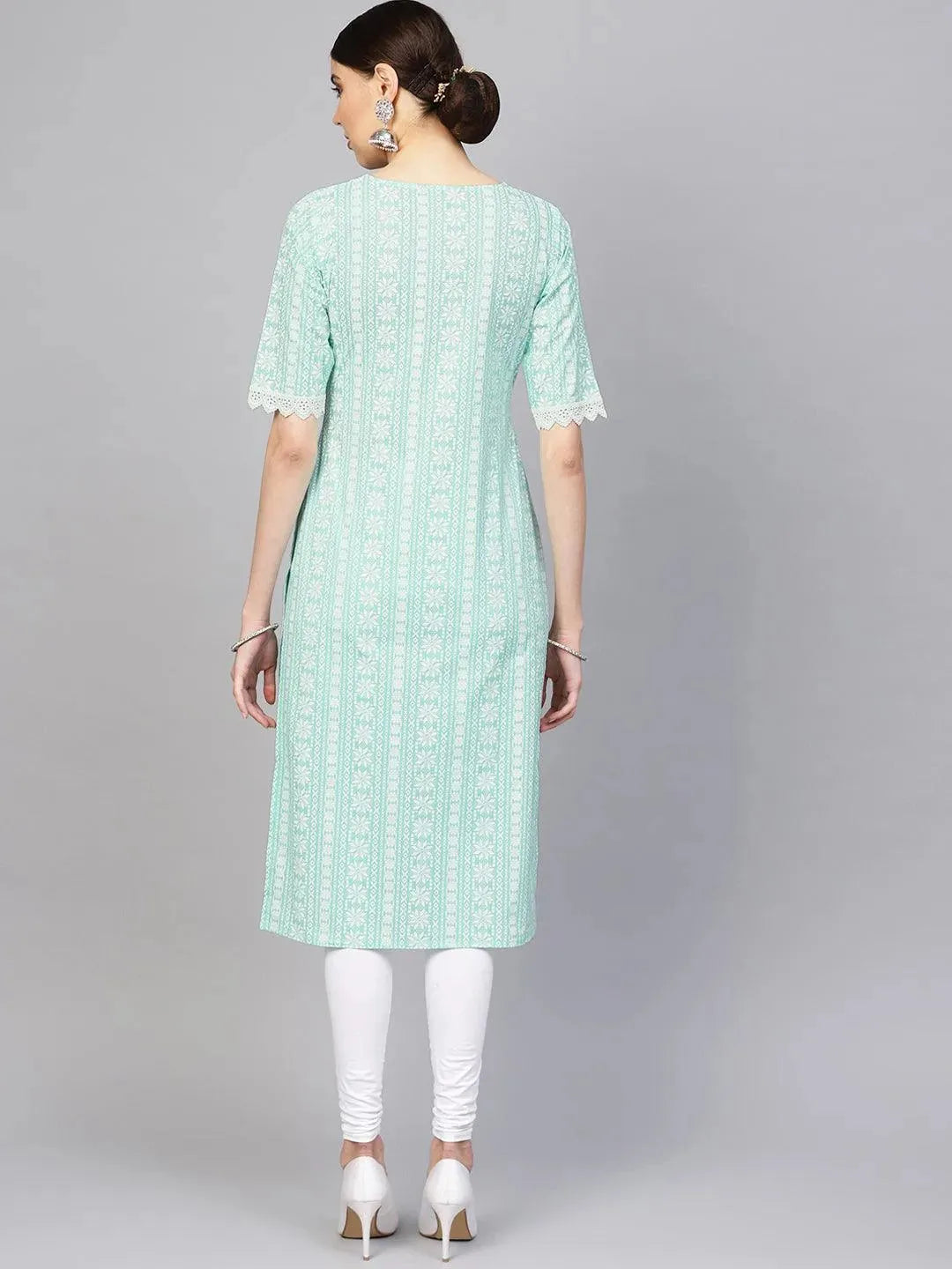 Libas Blue Printed Cotton Kurta