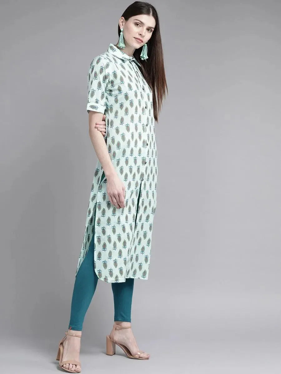 Libas Blue Printed Cotton Kurta