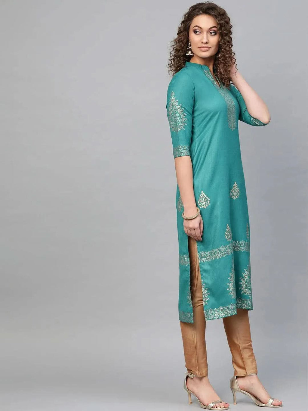Libas Blue Printed Cotton Kurta