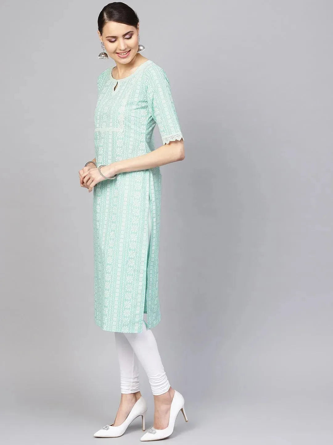 Libas Blue Printed Cotton Kurta