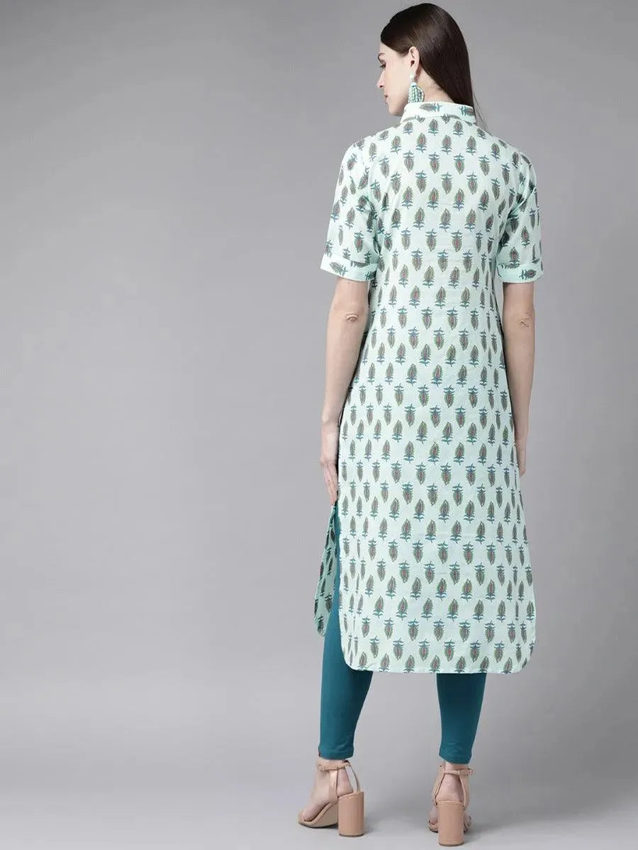Libas Blue Printed Cotton Kurta