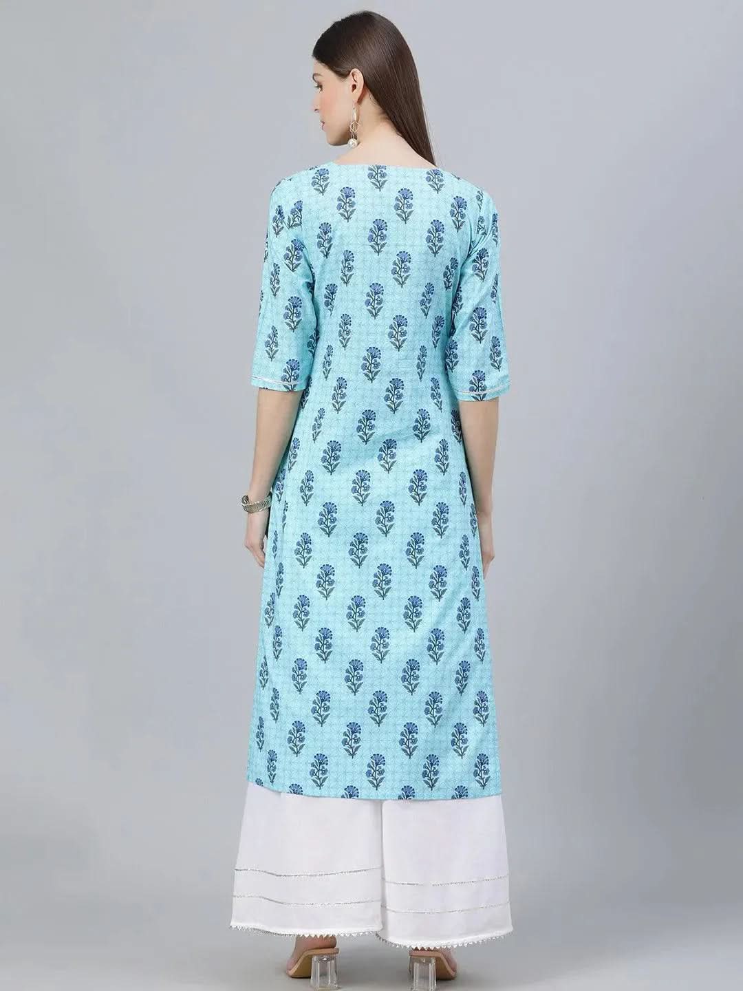 Libas Blue Printed Cotton Kurta