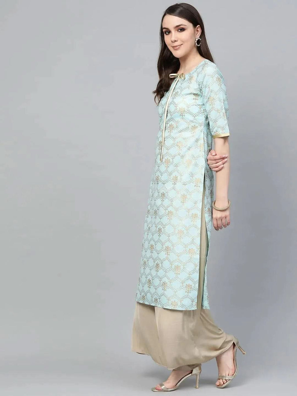 Libas Blue Printed Cotton Kurta