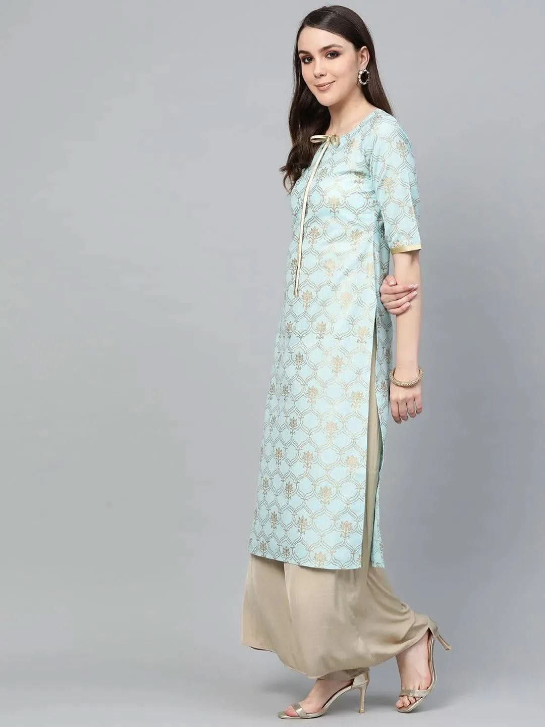 Libas Blue Printed Cotton Kurta