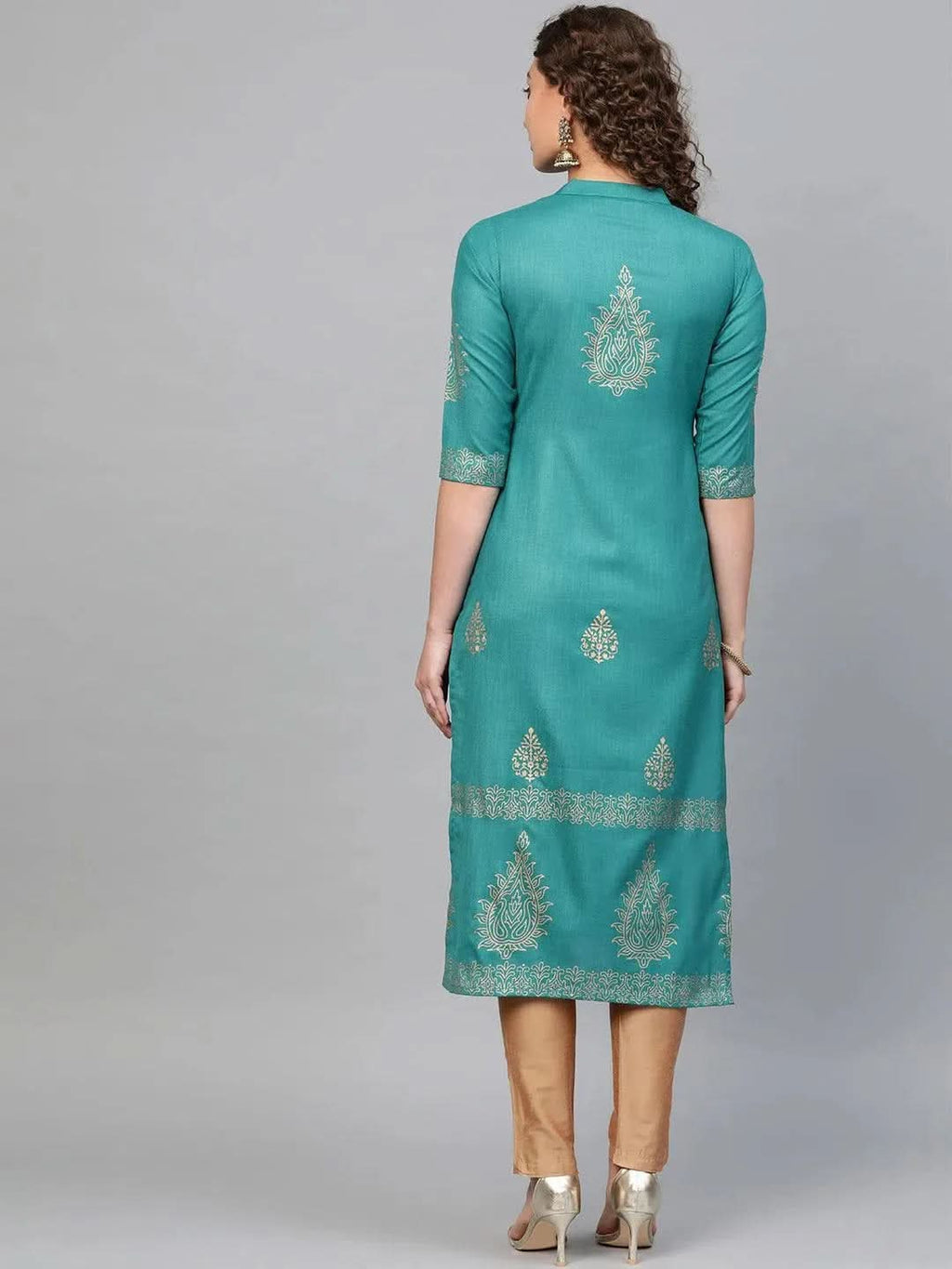 Libas Blue Printed Cotton Kurta